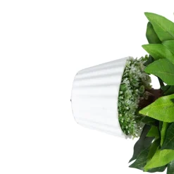 Ciliated Leaves Artificial Flower Vase For Home Décor