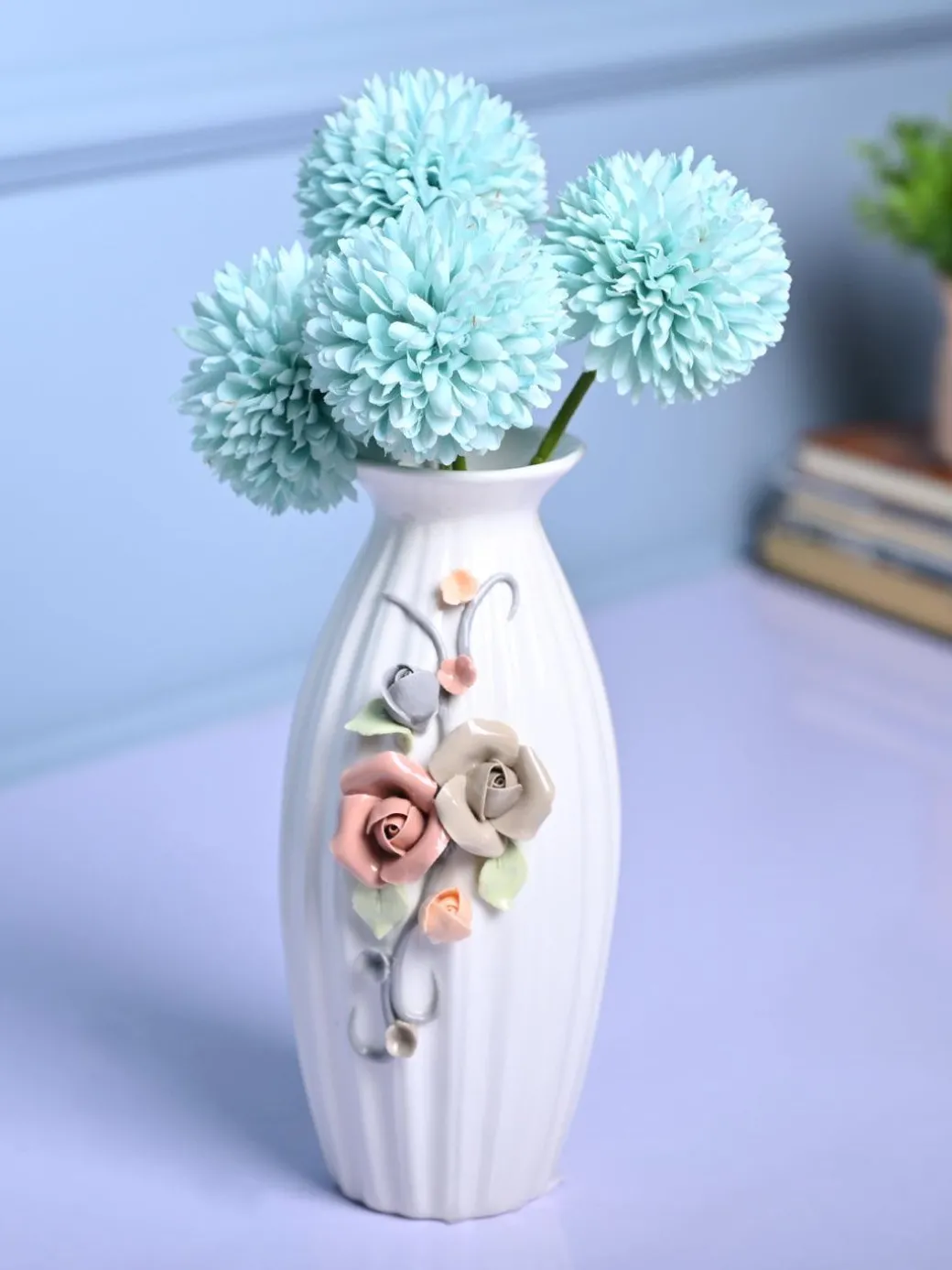 Classic Bloom - White Cylindrical Vase