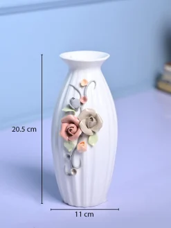 Classic Bloom - White Cylindrical Vase