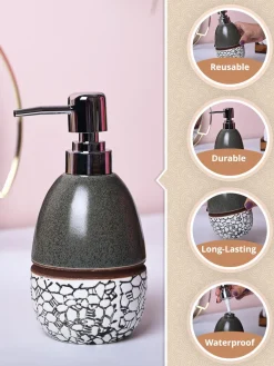 Coastal Blue & White Ceramic Soap Dispenser