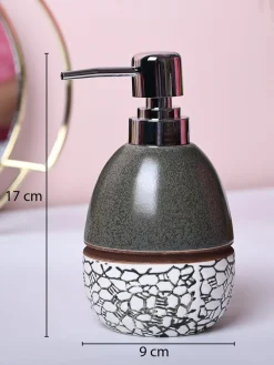 Coastal Blue & White Ceramic Soap Dispenser