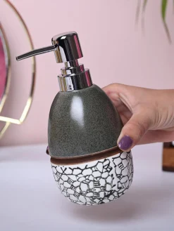Coastal Blue & White Ceramic Soap Dispenser