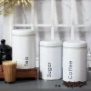 Coffee, Tea & Sugar - Metal Jar Set Of 3, White Color, 1450Ml