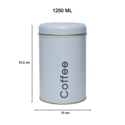 Coffee, Tea & Sugar - Metal Jar Set Of 3, White Color, 1450Ml