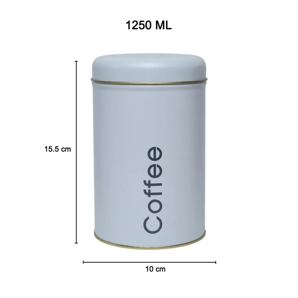 Coffee, Tea & Sugar - Metal Jar Set Of 3, White Color, 1450Ml
