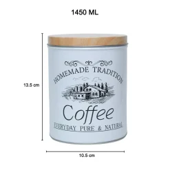 Coffee, Tea & Sugar - Metal Jar Set Of 3, Cylindrical & 1600Ml,
