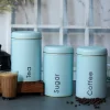 Coffee, Tea & Sugar - Metal Jar Set Of 3, Turquoise Color, 1450Ml