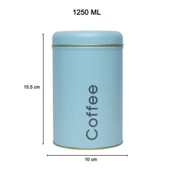 Coffee, Tea & Sugar - Metal Jar Set Of 3, Turquoise Color, 1450Ml