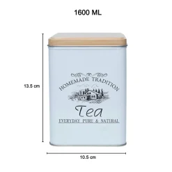 Coffee, Tea & Sugar - Metal Jar Set Of 3, Square & 1600Ml,