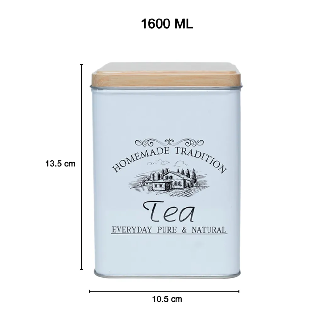 Coffee, Tea & Sugar - Metal Jar Set Of 3, Square & 1600Ml,