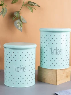 Cookie & Namkeen Jar Set Of 2 ( Green, Each 1700 Ml )
