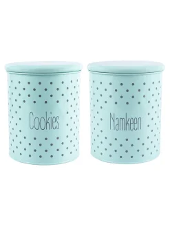 Cookie & Namkeen Jar Set Of 2 ( Green, Each 1700 Ml )