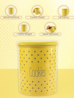 Cookies Jar With Lid - (Yellow, 1700mL)