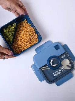 Cool Blue Lunch Set: 1 Spoon, 1 Fork & 1 Box