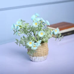 Cozy Charm - Knitted Design Faux Plant with Plastic Pot