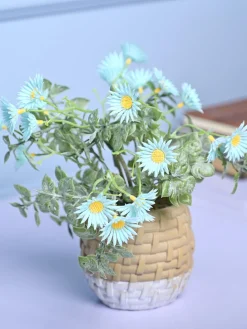 Cozy Charm - Knitted Design Faux Plant with Plastic Pot