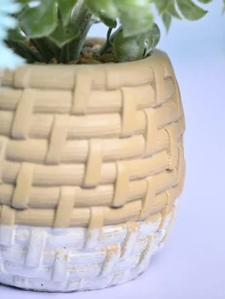 Cozy Charm - Knitted Design Faux Plant with Plastic Pot