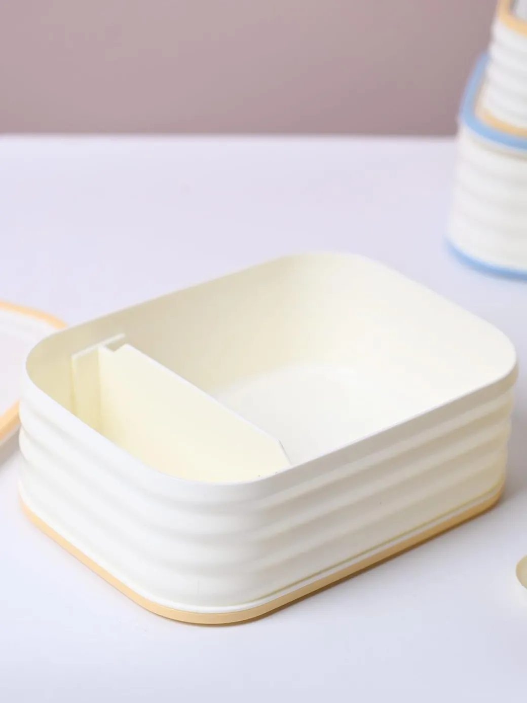 Cream Rectangle Lunch Box - 580 ML
