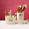 Cutlery & Ladle Holder Set – Plain White | Galvanised Iron, Glossy Finish