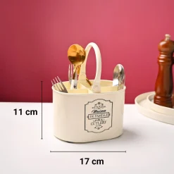 Cutlery & Ladle Holder Set – Ivory | Plain Design, Glossy Finish