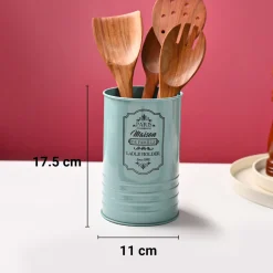 Cutlery & Ladle Holder Set – Green | Plain Design, Glossy Finish