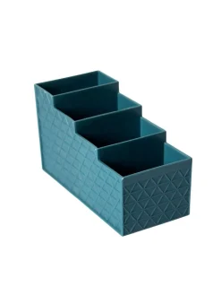 Dark Cyan Desk Organizer With Four Compartments