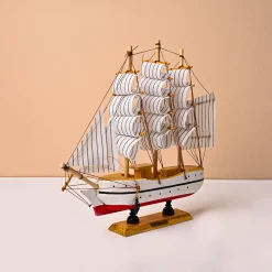 Decorative Boat (Wooden, Red & White – Nautical Design)