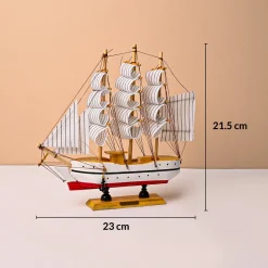 Decorative Boat (Wooden, Red & White – Nautical Design)