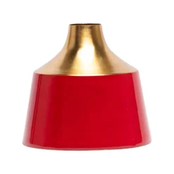 Decorative Enamel Vase - Golden & Red
