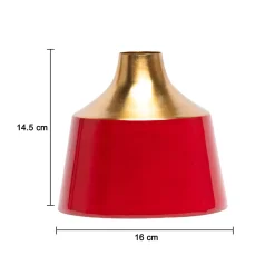 Decorative Enamel Vase - Golden & Red