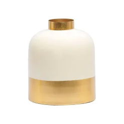 Decorative Enamel Vase - Golden & White