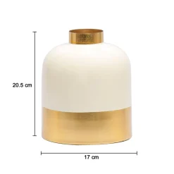 Decorative Enamel Vase - Golden & White