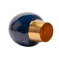 Decorative Enamel Vase - Golden & Blue