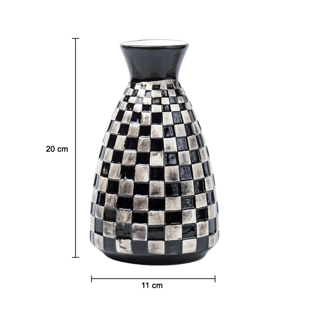 Decorative Flower Vase - Black and White