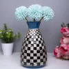 Decorative Flower Vase - Black, White and Blue