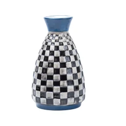 Decorative Flower Vase - Black, White and Blue