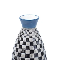 Decorative Flower Vase - Black, White and Blue