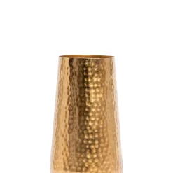 Decorative Golden Hammered Vase  - Cylinder Shape