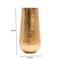 Decorative Golden Hammered Vase  - Cylinder Shape