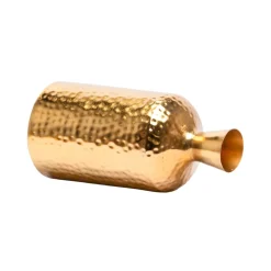Decorative Golden Hammered Flower Vase - Cylinderical Shape