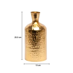 Decorative Golden Hammered Flower Vase - Cylinderical Shape