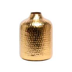 Decorative Hammered Vase  -Golden & Cylinder Shape