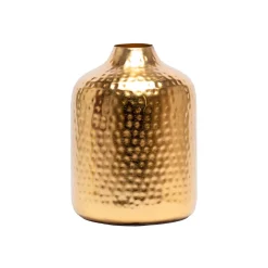 Decorative Hammered Vase  -Golden & Cylinder Shape