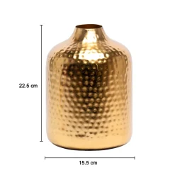 Decorative Hammered Vase  -Golden & Cylinder Shape