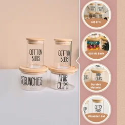 Donati Bathroom Storage Jars with Lid - Set Of 4