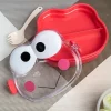 Double Layer Frog Shape Lunch Box for Kids With Spoon, Red, Plastic