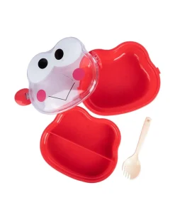 Double Layer Frog Shape Lunch Box for Kids With Spoon, Red, Plastic