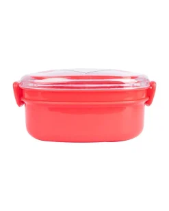 Double Layer Frog Shape Lunch Box for Kids With Spoon, Red, Plastic