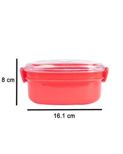 Double Layer Frog Shape Lunch Box for Kids With Spoon, Red, Plastic