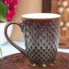 Dual Glazed Diamond Textured Ceramic Mug (Matte Finish, 330 mL)